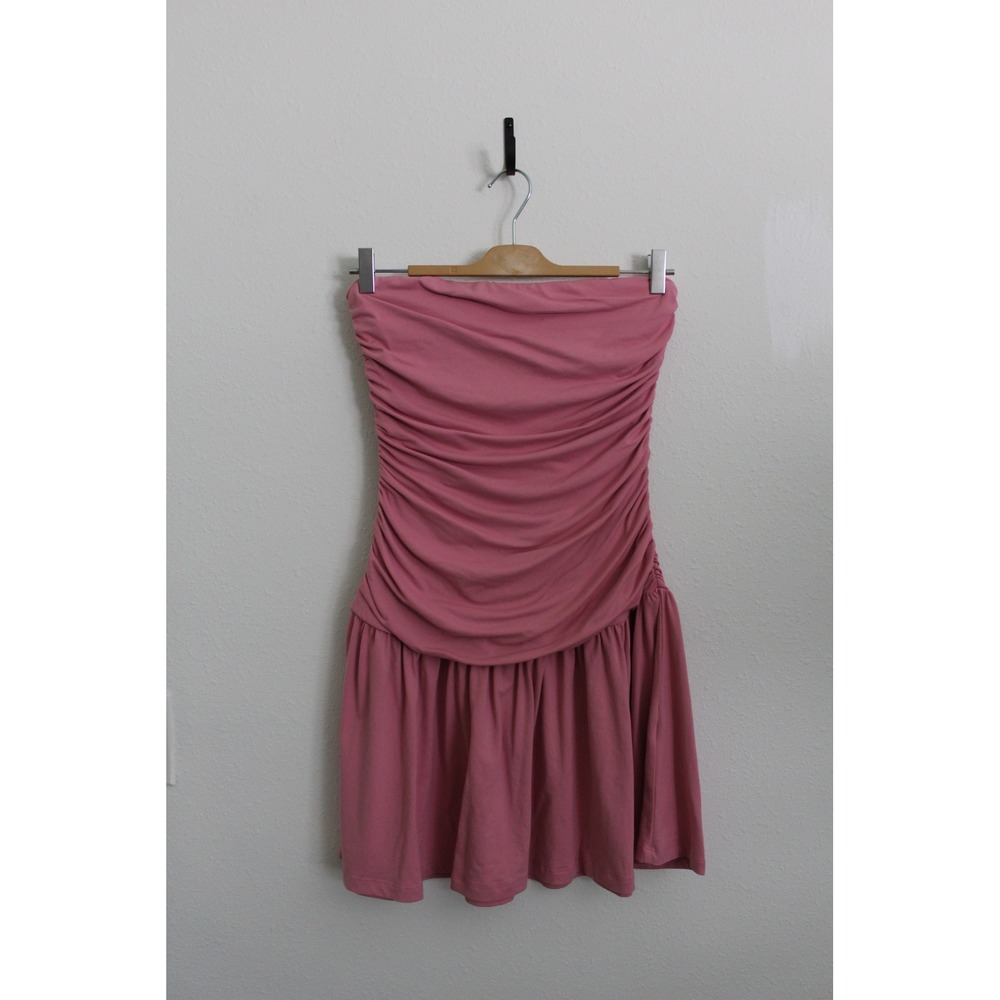 Susana Monaco Pink Strapless Ruched Drop Waist Mini Dress‎ Women's Size Medium